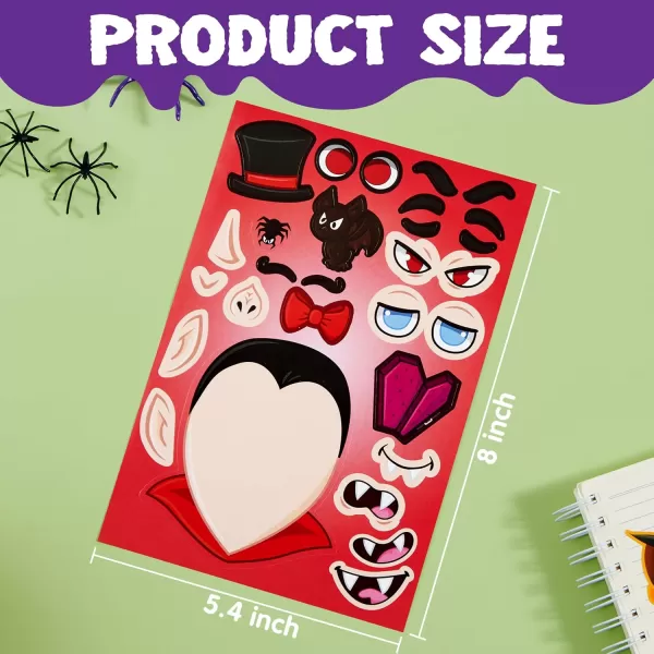 JOYIN 36 PCS Makeaface Sticker Sheets Make Your Own Halloween Characters Mix and Match Sticker Sheets with Vampire Witch Frankenstein Ghost and more Halloween Kids Party Favor Supplies CraftFace Stickers