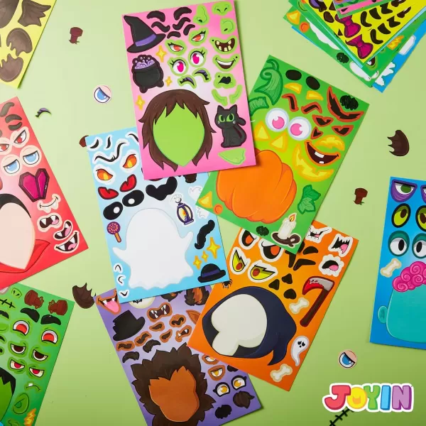 JOYIN 36 PCS Makeaface Sticker Sheets Make Your Own Halloween Characters Mix and Match Sticker Sheets with Vampire Witch Frankenstein Ghost and more Halloween Kids Party Favor Supplies CraftFace Stickers