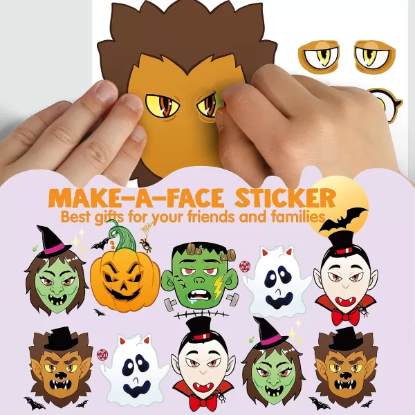 JOYIN 36 PCS Makeaface Sticker Sheets Make Your Own Halloween Characters Mix and Match Sticker Sheets with Vampire Witch Frankenstein Ghost and more Halloween Kids Party Favor Supplies CraftFace Stickers