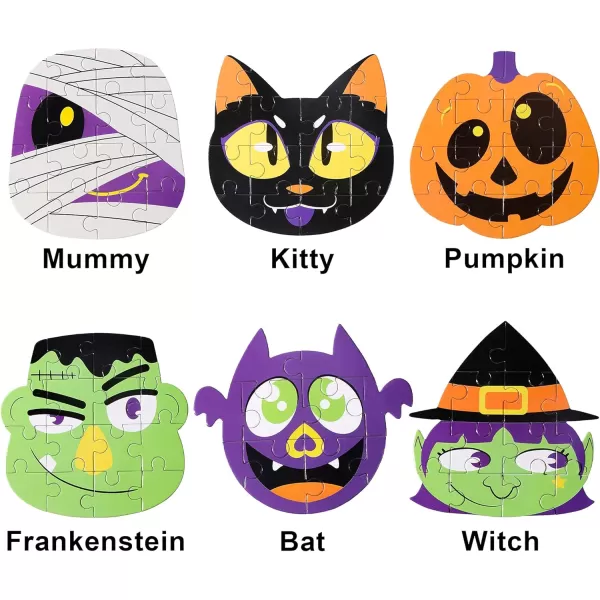 JOYIN 36 Pcs Halloween Jigsaw Puzzle Set Kids Halloween Party Favors 6 Characters Paper Board Mini Puzzles in Blind Boxes Halloween Mystery Toy Surprise Box for School Activities Gifts Party Games