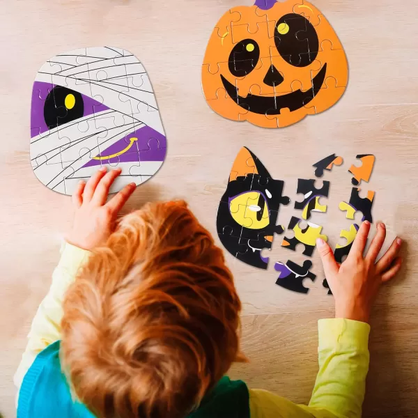 JOYIN 36 Pcs Halloween Jigsaw Puzzle Set Kids Halloween Party Favors 6 Characters Paper Board Mini Puzzles in Blind Boxes Halloween Mystery Toy Surprise Box for School Activities Gifts Party Games