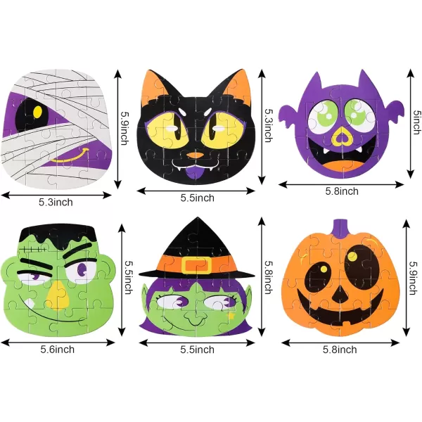 JOYIN 36 Pcs Halloween Jigsaw Puzzle Set Kids Halloween Party Favors 6 Characters Paper Board Mini Puzzles in Blind Boxes Halloween Mystery Toy Surprise Box for School Activities Gifts Party Games