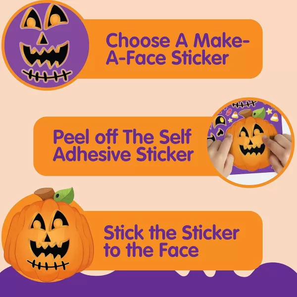 JOYIN 36 Pcs Halloween Make a Face Stickers Halloween Party Favor for Kid Art Craft Party Supplies Funny Characters Stickers Sheets in Different Designs Classroom Activities Games Treat GoodiesPumpkin Stickers