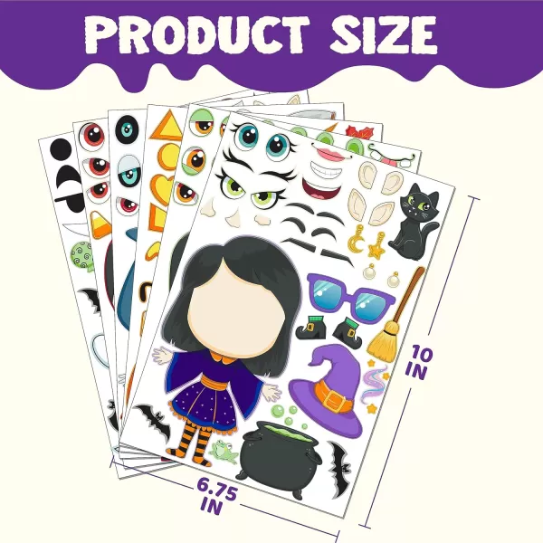 JOYIN 36 Pcs Halloween Make a Face Stickers Halloween Party Favor for Kid Art Craft Party Supplies Funny Characters Stickers Sheets in Different Designs Classroom Activities Games Treat GoodiesFace Stickers
