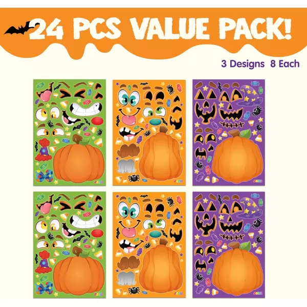 JOYIN 36 Pcs Halloween Make a Face Stickers Halloween Party Favor for Kid Art Craft Party Supplies Funny Characters Stickers Sheets in Different Designs Classroom Activities Games Treat GoodiesPumpkin Stickers