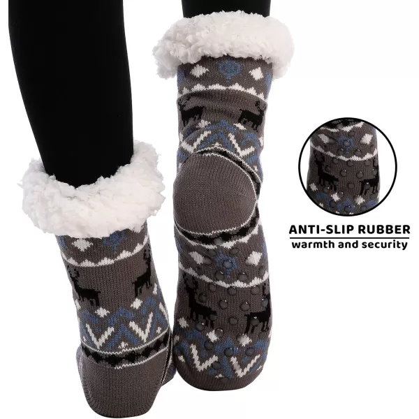 JOYIN 4 Packs Soft Premium Fleece Crew Socks Deer Patterns for Fleece Lining Fuzzy Soft Slipper Socks for Winter Christmas Holiday or Birthday Gift