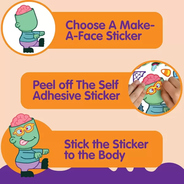 JOYIN 40 Pcs Halloween Make a Face Stickers Halloween Party Favor Kids Craft Party Supplies Class Art Activities Games Goodies Sticker Sheets with Vampire Zombie Pumpkin Witch Full Body Design