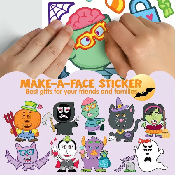 JOYIN 40 Pcs Halloween Make a Face Stickers Halloween Party Favor Kids Craft Party Supplies Class Art Activities Games Goodies Sticker Sheets with Vampire Zombie Pumpkin Witch Full Body Design