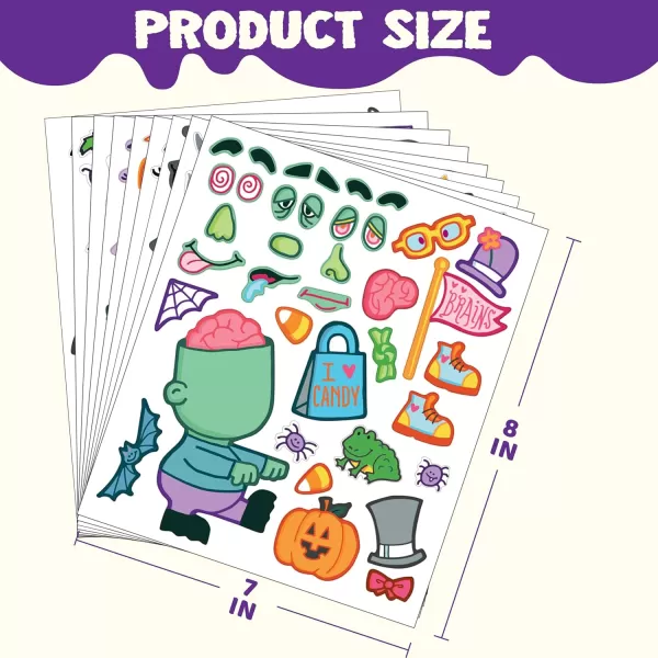 JOYIN 40 Pcs Halloween Make a Face Stickers Halloween Party Favor Kids Craft Party Supplies Class Art Activities Games Goodies Sticker Sheets with Vampire Zombie Pumpkin Witch Full Body Design