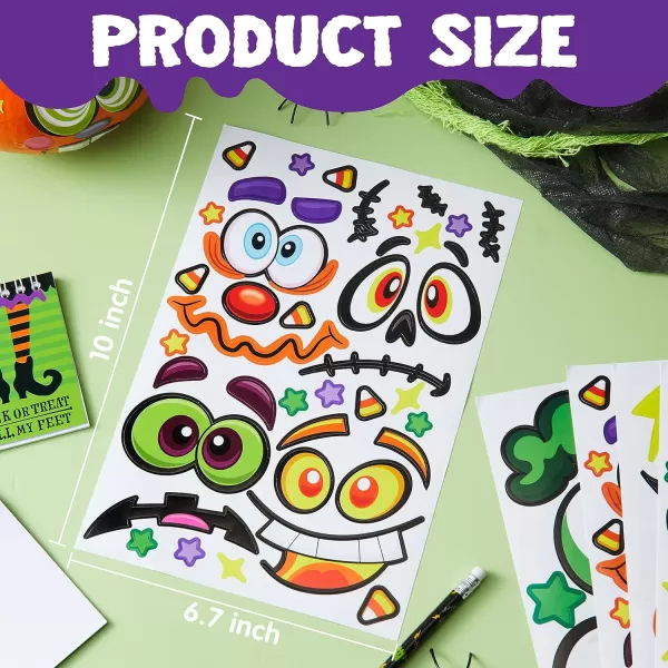 JOYIN 48 Pcs Halloween Pumpkin Stickers Halloween Party Favor Kids Art Craft Party Supplies Funny Pumpkin Decorating Stickers JackOLantern Face Sticker Sheets Classroom Activities Games GoodiesFunny Stickers