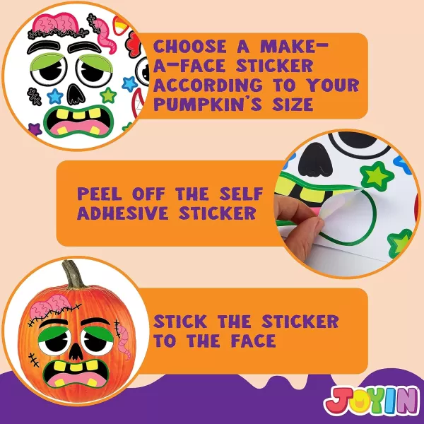 JOYIN 48 Pcs Halloween Pumpkin Stickers Halloween Party Favor Kids Art Craft Party Supplies Funny Pumpkin Decorating Stickers JackOLantern Face Sticker Sheets Classroom Activities Games GoodiesCute Stickers