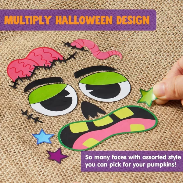JOYIN 48 Pcs Halloween Pumpkin Stickers Halloween Party Favor Kids Art Craft Party Supplies Funny Pumpkin Decorating Stickers JackOLantern Face Sticker Sheets Classroom Activities Games GoodiesCute Stickers