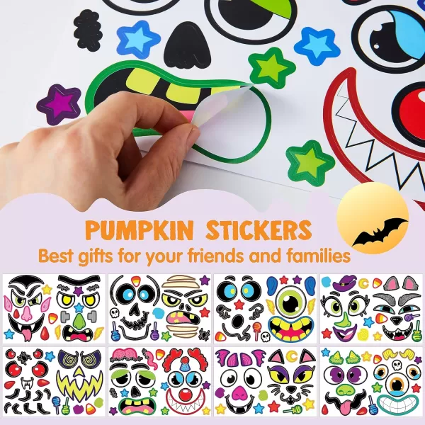 JOYIN 48 Pcs Halloween Pumpkin Stickers Halloween Party Favor Kids Art Craft Party Supplies Funny Pumpkin Decorating Stickers JackOLantern Face Sticker Sheets Classroom Activities Games GoodiesCute Stickers