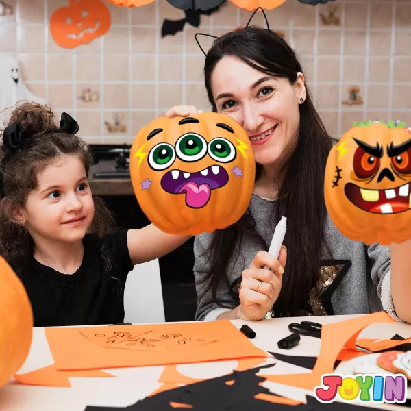 JOYIN 48 Pcs Halloween Pumpkin Stickers Halloween Party Favor Kids Art Craft Party Supplies Funny Pumpkin Decorating Stickers JackOLantern Face Sticker Sheets Classroom Activities Games GoodiesFunny Stickers
