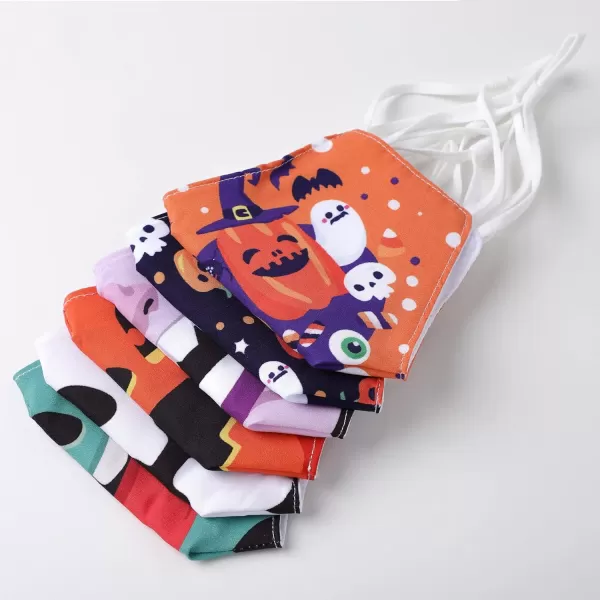 JOYIN 6 Pcs Halloween Funny Reusable Washable Face Cloth Covers for Kids ampamp Adults 6 Design Halloween Pattern Adjustable Elastic Ear Loop for Halloween Indoors ampamp Outdoors Use