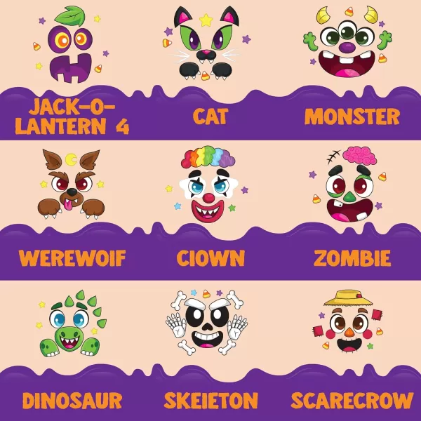 JOYIN 60 Pcs Halloween Pumpkin Decorating Stickers Halloween Art Craft Party Supplies Party Favor for Kid JackOLantern Face Sticker Sheets in 18 Designs School Activities Treat Classroom GoodiesCute Stickers