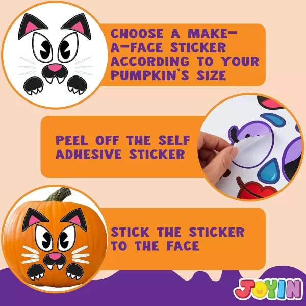 JOYIN 60 Pcs Halloween Pumpkin Decorating Stickers Halloween Art Craft Party Supplies Party Favor for Kid JackOLantern Face Sticker Sheets in 18 Designs School Activities Treat Classroom GoodiesFunny Stickers
