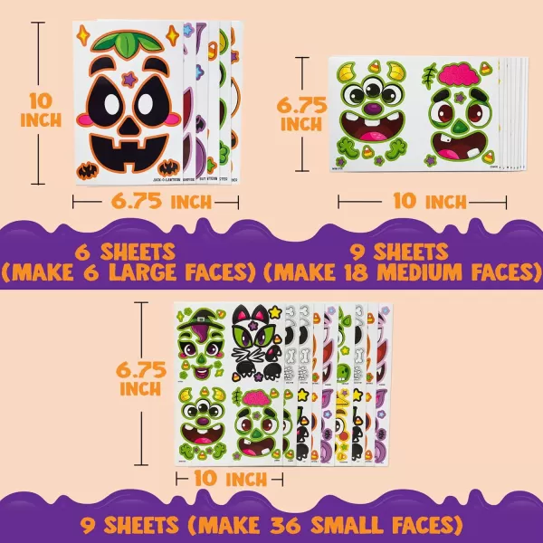 JOYIN 60 Pcs Halloween Pumpkin Decorating Stickers Halloween Art Craft Party Supplies Party Favor for Kid JackOLantern Face Sticker Sheets in 18 Designs School Activities Treat Classroom GoodiesCute Stickers