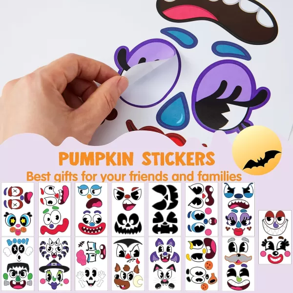 JOYIN 60 Pcs Halloween Pumpkin Decorating Stickers Halloween Art Craft Party Supplies Party Favor for Kid JackOLantern Face Sticker Sheets in 18 Designs School Activities Treat Classroom GoodiesFunny Stickers