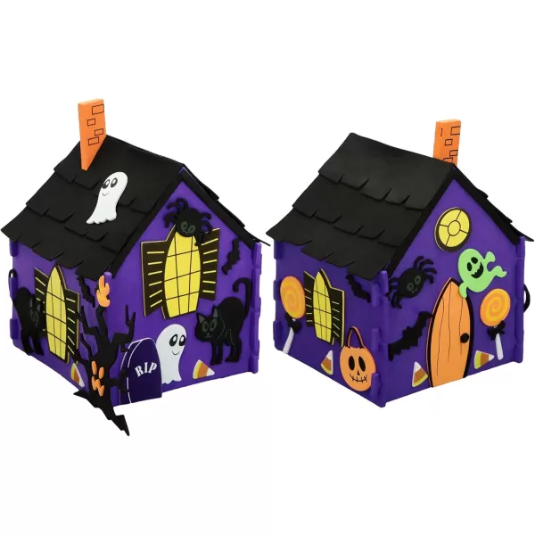 JOYIN Halloween Foam Craft Kit Party Favors for Kids Art Crafts with 3D Haunted House Photo Frame 2 Halloween Characters Decor Glasses Trick or Treat Door Sign Hanger School Activities Games