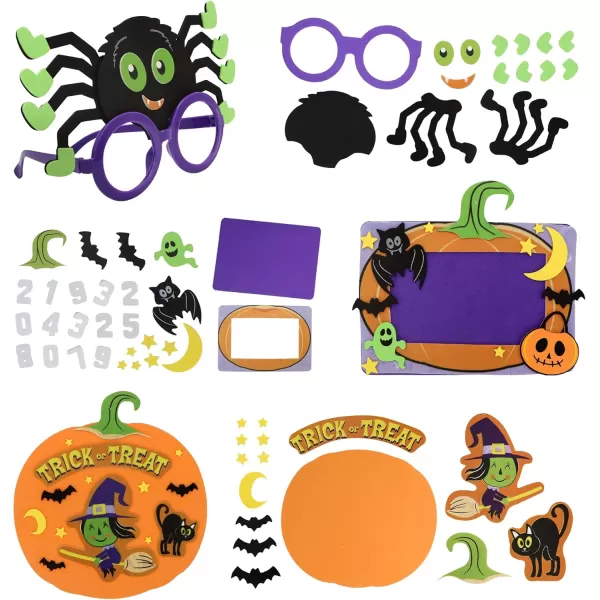 JOYIN Halloween Foam Craft Kit Party Favors for Kids Art Crafts with 3D Haunted House Photo Frame 2 Halloween Characters Decor Glasses Trick or Treat Door Sign Hanger School Activities Games