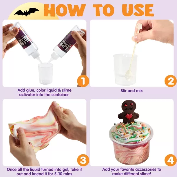 JOYIN Halloween Slime Kit for Kids Halloween Party Favor Art Activities Party Supplies DIY Slime Craft Kit with Cauldron Kettle Spooky Bats Eyeballs Pumpkins Skeletons Spiders Party Game Gift
