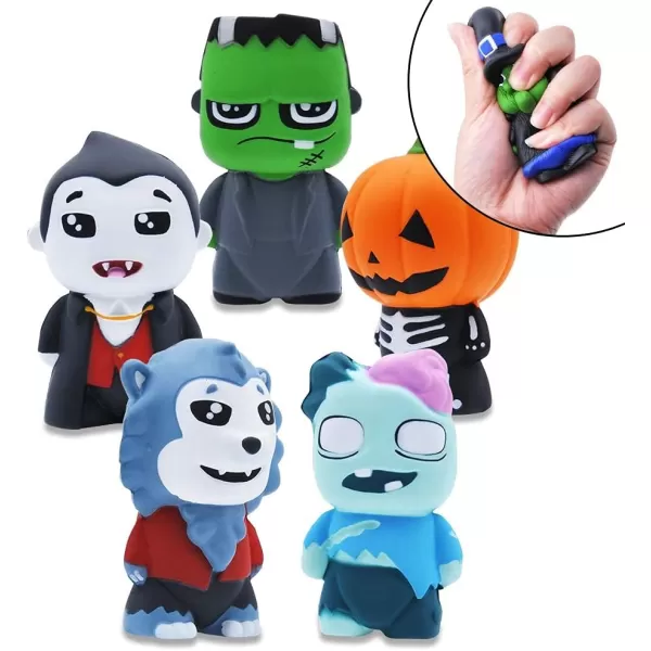 JOYIN Halloween Squishy Toys Coloring Craft Kit with 6 Different Characters 6 Colors Paints and 3 Paintbrushes Art ampamp Craft Kit DIY Set Halloween Party Games for Kids Activities Party Favors