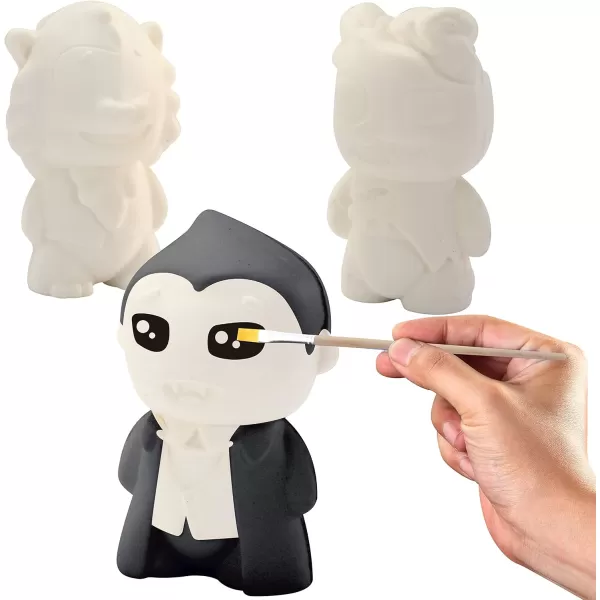 JOYIN Halloween Squishy Toys Coloring Craft Kit with 6 Different Characters 6 Colors Paints and 3 Paintbrushes Art ampamp Craft Kit DIY Set Halloween Party Games for Kids Activities Party Favors