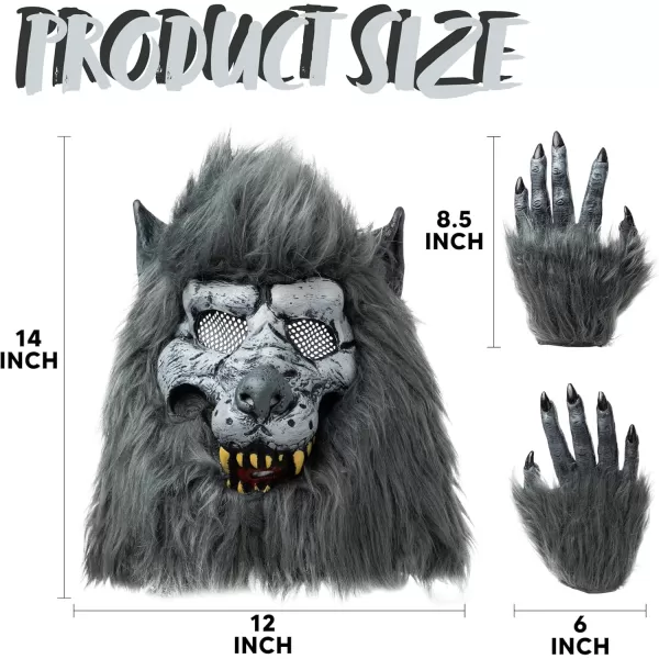 JOYIN Halloween Werewolf Mask Costume Big Bad Bloody Howling Wolf Mask and Claws with Bloodstains Costume Headwear Costume Mask for Kids Adults Men Women Halloween Party Dress Up Cosplay