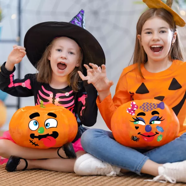 JOYIN Make 40 Faces Pumpkin Decorating Stickers with 18 Sticker Sheets in 12 Different Designs and Sizes Halloween Party Supplies Trick or Treat Party Favors