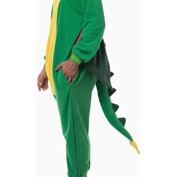 Spooktacular Creations Adult Dragon Pajama Plush Halloween Dragon Jumpsuit Costume with Pink Wing for Halloween Parties