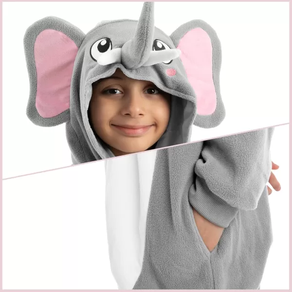 Spooktacular Creations Halloween Child Pajama Elephant Kids Plush Jumpsuit jumpsuit Elephant Costume CosplayLight Grey