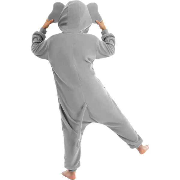 Spooktacular Creations Halloween Child Pajama Elephant Kids Plush Jumpsuit jumpsuit Elephant Costume CosplayLight Grey
