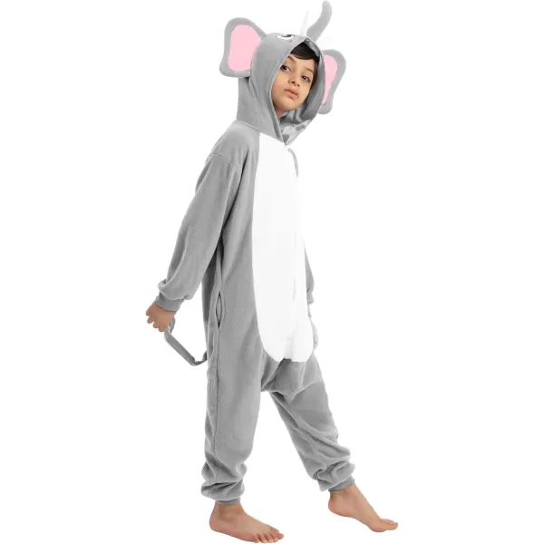 Spooktacular Creations Halloween Child Pajama Elephant Kids Plush Jumpsuit jumpsuit Elephant Costume CosplayLight Grey