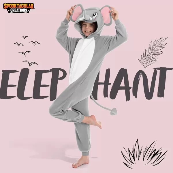 Spooktacular Creations Halloween Child Pajama Elephant Kids Plush Jumpsuit jumpsuit Elephant Costume CosplayLight Grey