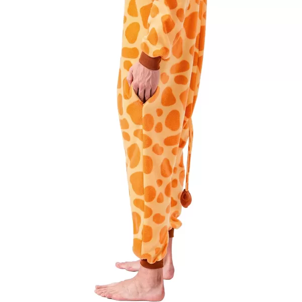 Spooktacular Creations Unisex Adult Giraffe Pajama Plush Jumpsuit Pajamas with Hat and Tail for Halloween Costume PartyYellow