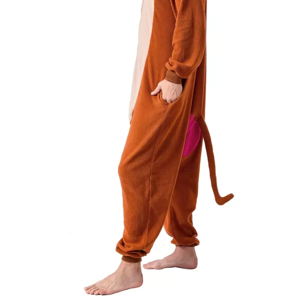 Spooktacular Creations Unisex Adult Monkey Pajama Plush Monkey Costume with Hat and Tail for Dress Up Role Play Themed Party