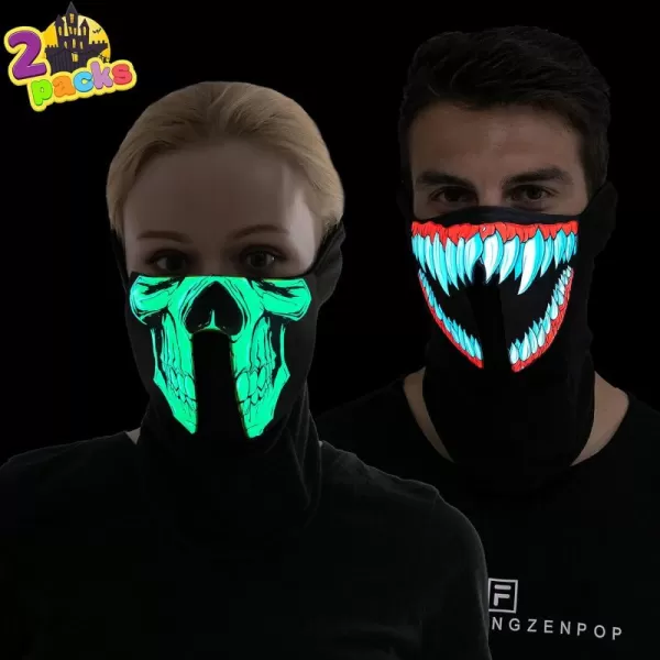 JOYIN 2 Pack Halloween LightUp Mask Scary LED Mask for Halloween Costume Dressup Accessories Halloween Parties Festival Cosplay Photo Shoot School EventsHorror Theme Parties Green and Blue
