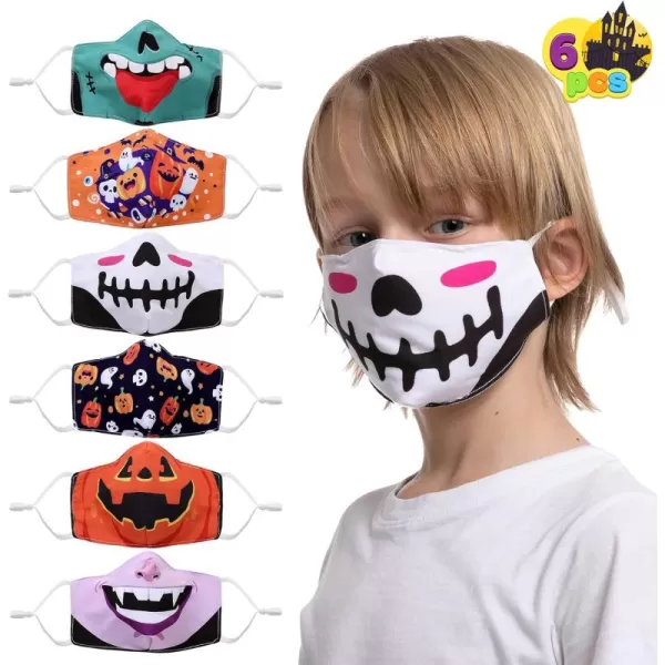 JOYIN 6 Pcs Halloween Funny Reusable Washable Face Cloth Covers for Kids ampamp Adults 6 Design Halloween Pattern Adjustable Elastic Ear Loop for Halloween Indoors ampamp Outdoors Use
