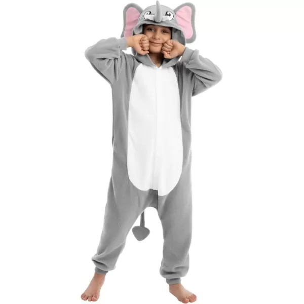 Spooktacular Creations Halloween Child Pajama Elephant Kids Plush Jumpsuit jumpsuit Elephant Costume CosplayLight Grey