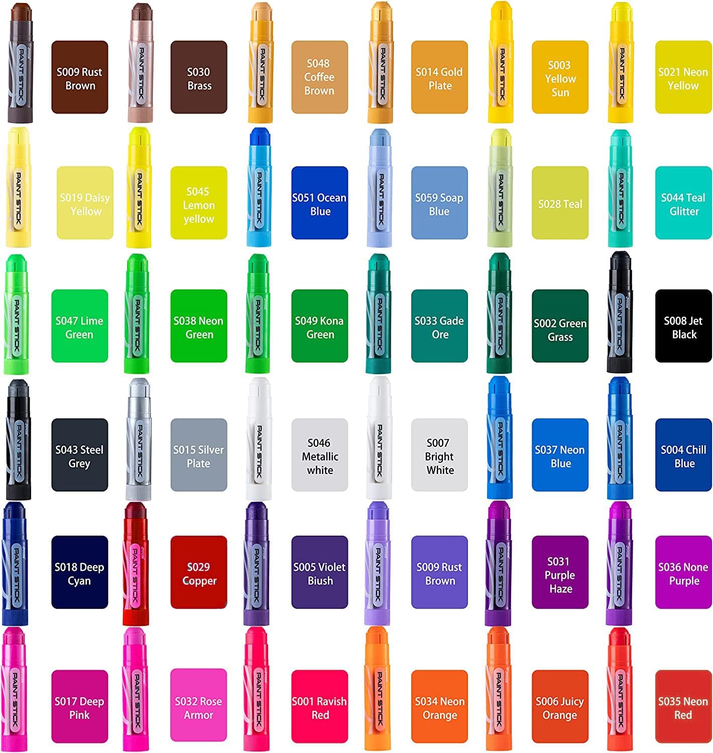 JOYIN 36 Colors Assorted Washable Tempera Paint Sticks Quick Drying and No Mess Paint Sticks for Arts and Crafts Project Art Easter Gifts for your Kids and Artists