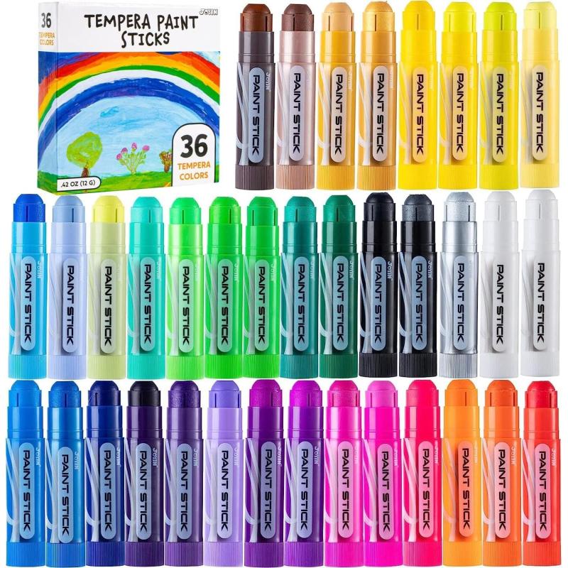 JOYIN 36 Colors Assorted Washable Tempera Paint Sticks Quick Drying and No Mess Paint Sticks for Arts and Crafts Project Art Easter Gifts for your Kids and Artists