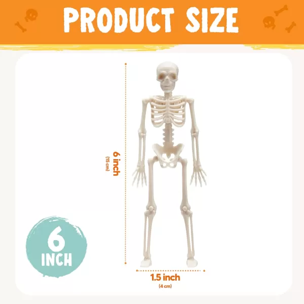 JOYIN 12 PCS Halloween 6 Small Skeletons Toys Decorations Mini Skeleton Figurines for Craft Haunted House Accessories TrickorTreaters Party Favors Graveyard Decorations