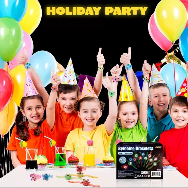 JOYIN 12 Pack LED Light Up Spinner Bracelets Glow in The Dark Fidget Party Favors for Kids Birthday Goodie Bags Stuffers Treasure Box Toys for Classroom