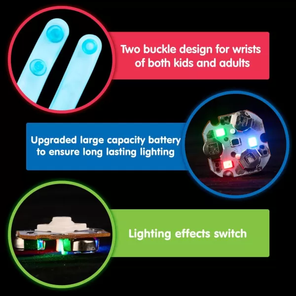 JOYIN 12 Pack LED Light Up Spinner Bracelets Glow in The Dark Fidget Party Favors for Kids Birthday Goodie Bags Stuffers Treasure Box Toys for Classroom