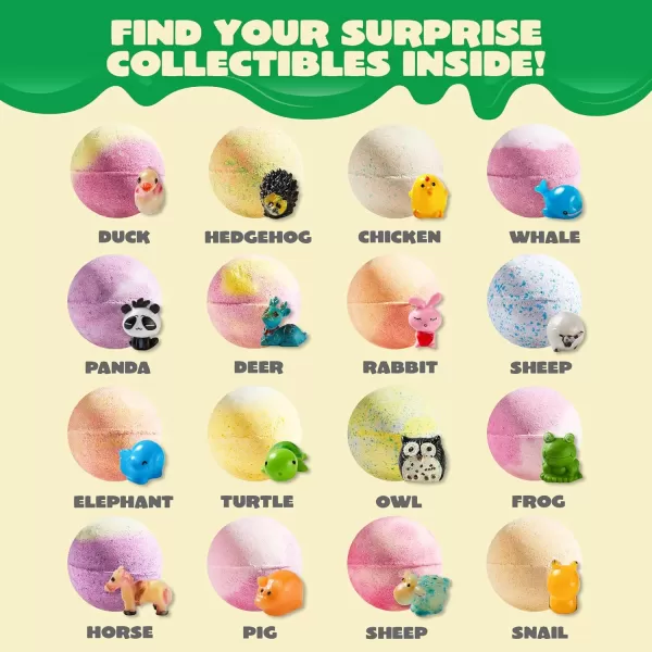 JOYIN 16 Pack Bath Bombs for Kids with Animal Figures Bubble Bath Bombs with Surprise Toy Inside Natural Essential Oil SPA Bath Fizzies Set Christmas Party Favors for Boys GirlsRound Bath Bombs