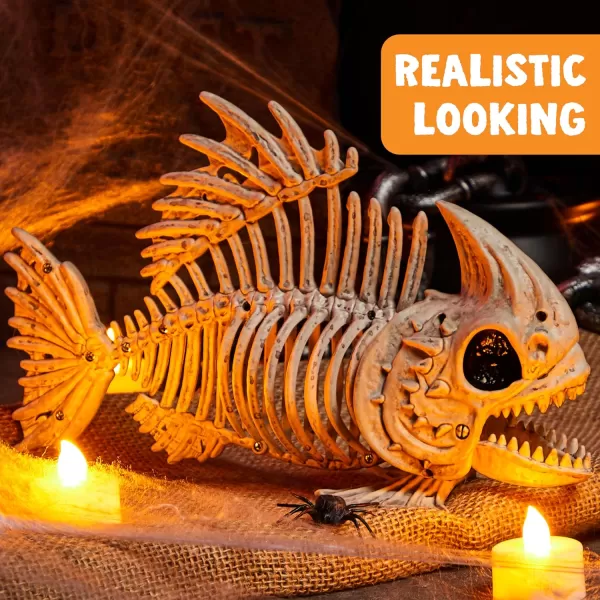 JOYIN 2 PCS 95 Halloween Poseable Fish Skeleton Decor Animal Plastic Bones with Posable Joints for Halloween Indoor Outdoor Decorations Party Props Yard Patio Lawn Garden Props Decor