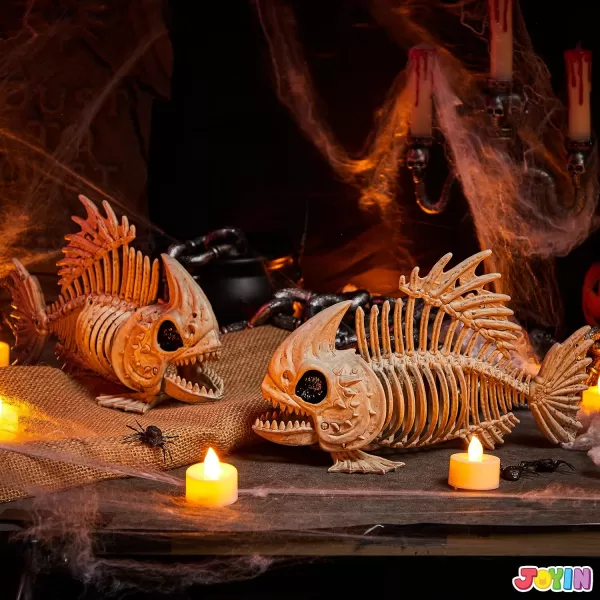 JOYIN 2 PCS 95 Halloween Poseable Fish Skeleton Decor Animal Plastic Bones with Posable Joints for Halloween Indoor Outdoor Decorations Party Props Yard Patio Lawn Garden Props Decor