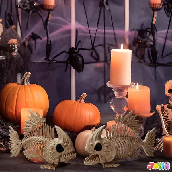 JOYIN 2 PCS 95 Halloween Poseable Fish Skeleton Decor Animal Plastic Bones with Posable Joints for Halloween Indoor Outdoor Decorations Party Props Yard Patio Lawn Garden Props Decor