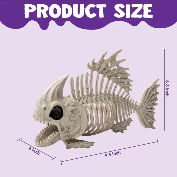 JOYIN 2 PCS 95 Halloween Poseable Fish Skeleton Decor Animal Plastic Bones with Posable Joints for Halloween Indoor Outdoor Decorations Party Props Yard Patio Lawn Garden Props Decor